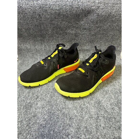Nike Air Max Mens 11 Sequent 3 'Black Orange Volt lightweight mesh upper - Picture 13 of 16
